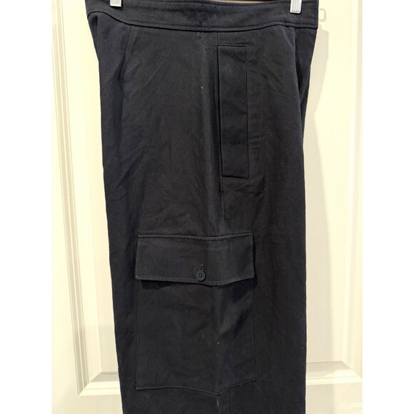 COS Wide-Leg Cargo Trousers Black Cotton Blend High Rise Utility Pants Size 6